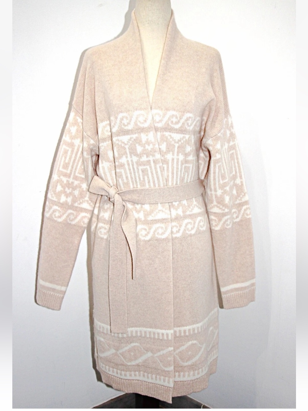 Magaschoni 100% Cashmere Belted Open-Front Cardigan